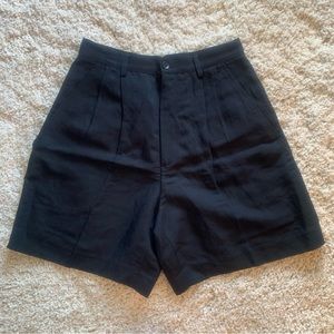 Philippe Adec Paris Black High Waisted Linen Shorts